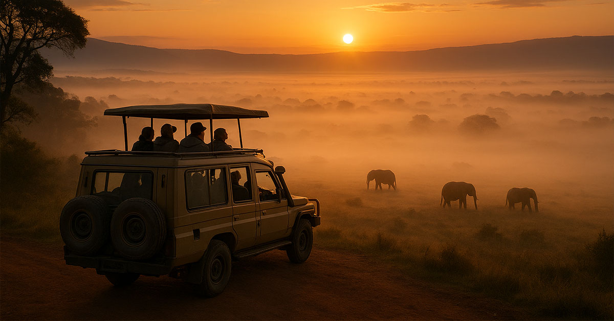 Ngorongoro crater rim at sunrise